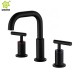 Guangdong dual handles 304 stainless steel Matt black split hot and cold mixer bath basin faucet